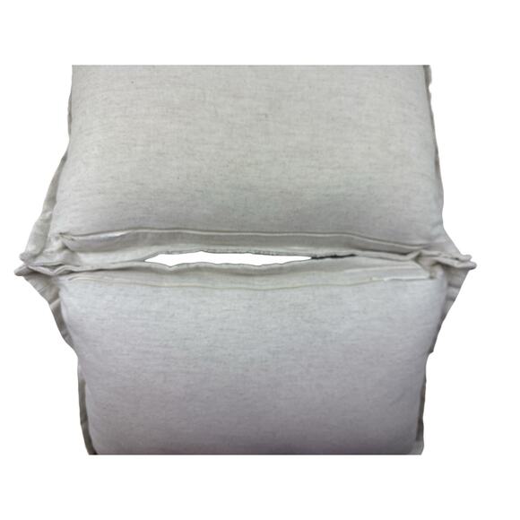 Luxury Throw Pillows Embroidered Rectangular Decor Linen Blend Natural 20”X14” - Picture 9 of 14